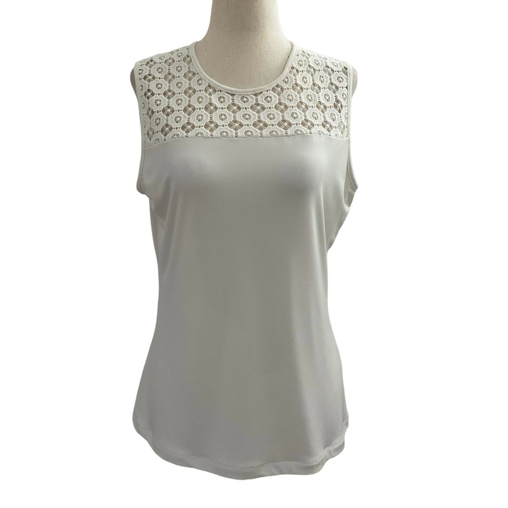 Calvin‎ Klein White Embroidered Blouse Size S 39-53